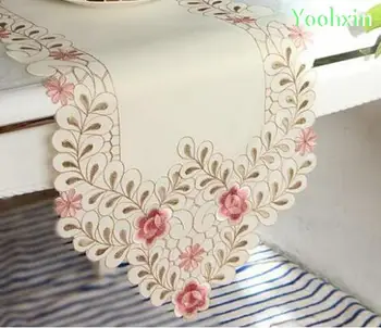 

Luxury Embroidered Table Runner cloth Lace tablecloth tea bed runner placemat Table cloth manteles for home Wedding Decoration