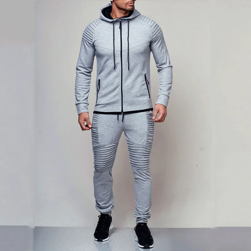 

New Hoodies Sets Men 2018 Hoody Mens Hooded Jacket+Pants Two Pieces Fitness Casual Hip Hop Streetwear Tracksuits