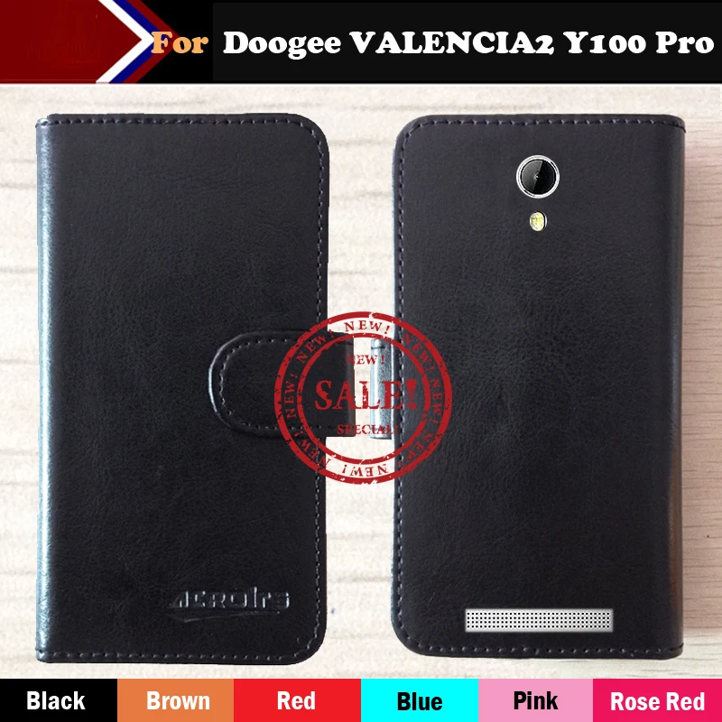 

6 Colors 2017 Doogee VALENCIA 2 Y100 Pro Case Factory price Leather Protective Phone Case Cover Luxury Leather Wallet Design