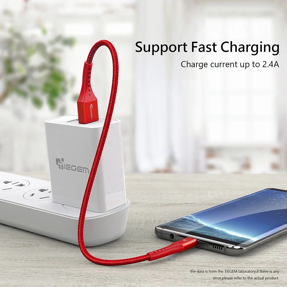 TIEGEM USB نوع C كابل لسامسونج S9 S8 سريع تهمة نوع-C الهاتف المحمول شحن سلك USB C كابل ل Xiaomi mi9 Redmi ملاحظة 7