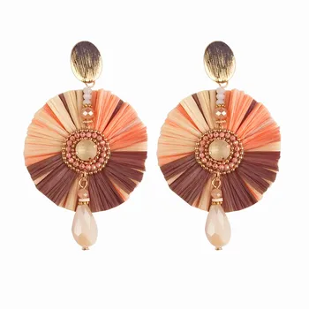 

girl raffia earrings tassel earrings light weight fashion colorful fashion statement jewelry earrings for women gifts 2019 Bohem