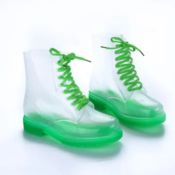 

Korean fashion explosion paragraph crystal jelly Martin boots transparent rain shoes water shoes candy color female