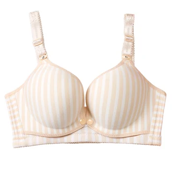 

1 Pcs Women Lingerie Push-up Plus Size Stripes 34 Cup Front Opening Steel Buckle No Ring Women Bra