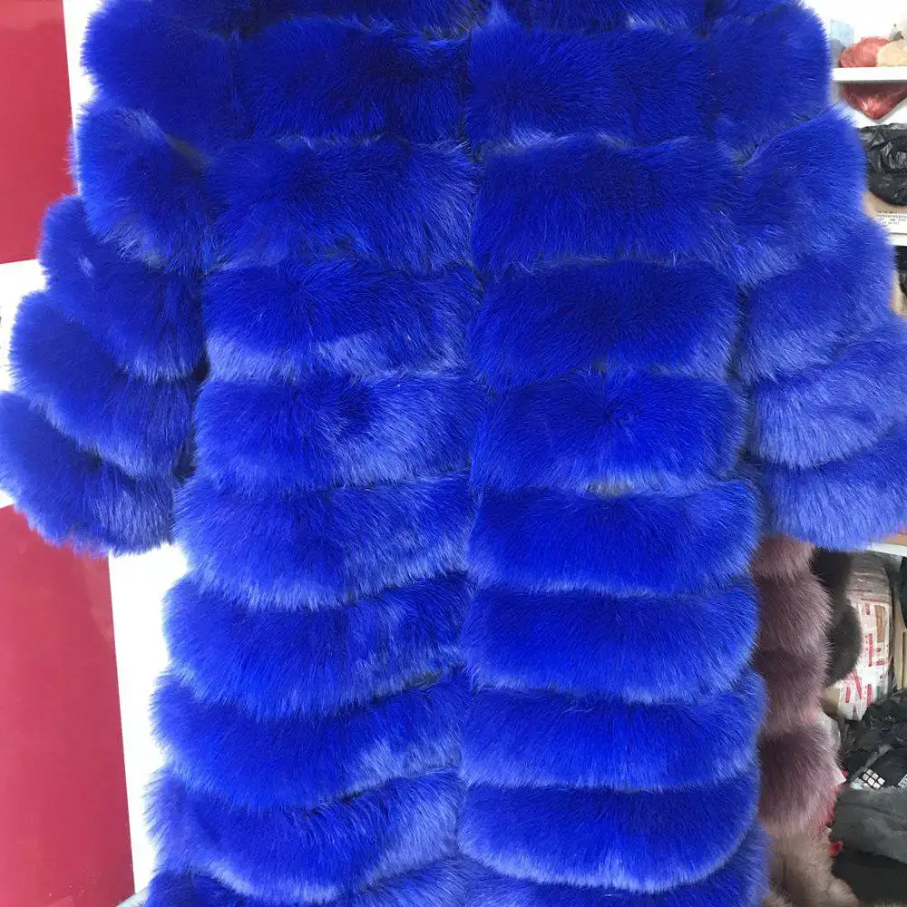 Натуральный мех натуральный Лисий мех пальто женский природный натуральный мех куртки жилет Зимняя верхняя одежда женская одежда - Цвет: Sapphire blue