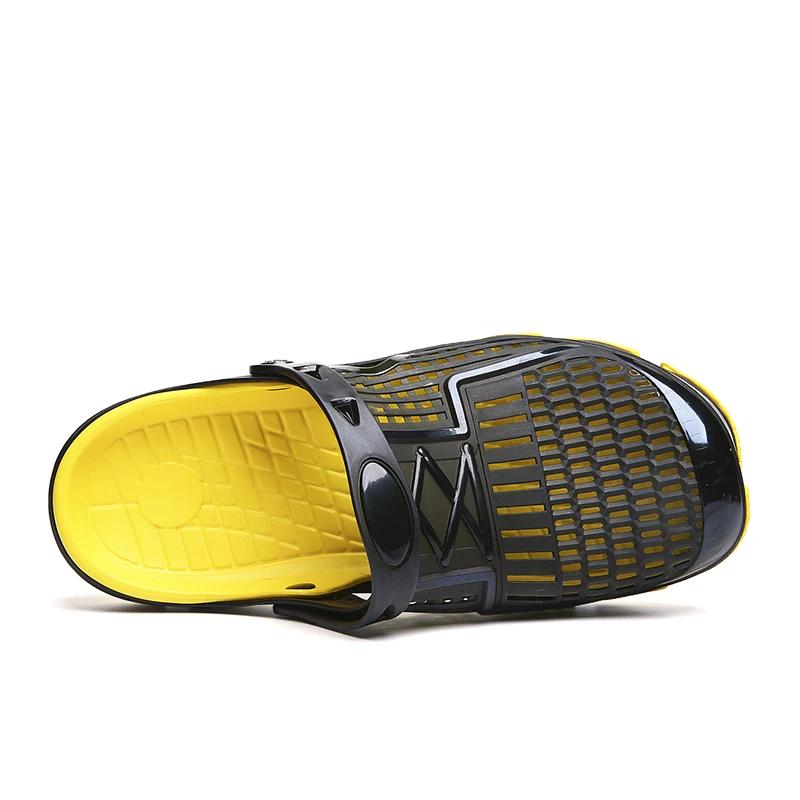 VESONAL/ г. Новые летние дышащие отверстие Тапочки мужская обувь с дырками прозрачная Мужская водонепроницаемая пляжная обувь сандалии H902