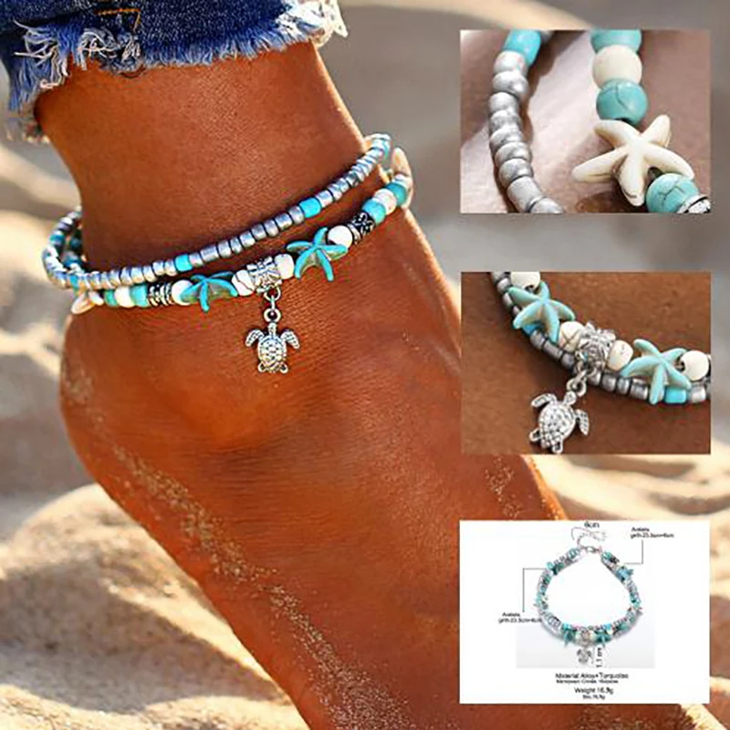 

New Vintage Shell Beads Starfish Anklets For Women Boho Beach Anklet Leg Bracelet Handmade Bohemian Jewelry Sandals Gift 1B067