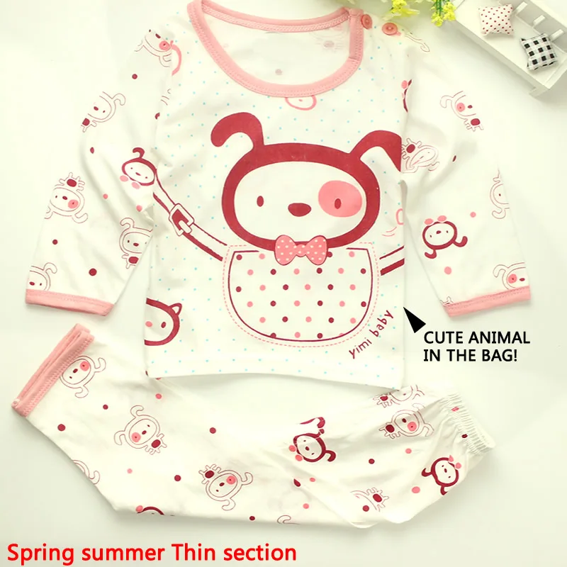 2 шт./компл. комплекты одежды для новорожденных Для детей в возрасте от 7 до 24 месяцев Детские пижамы одежда хлопок Длинные рукава Базовая рубашка Нижние рубашки пижамы с мишками - Цвет: Rabbit