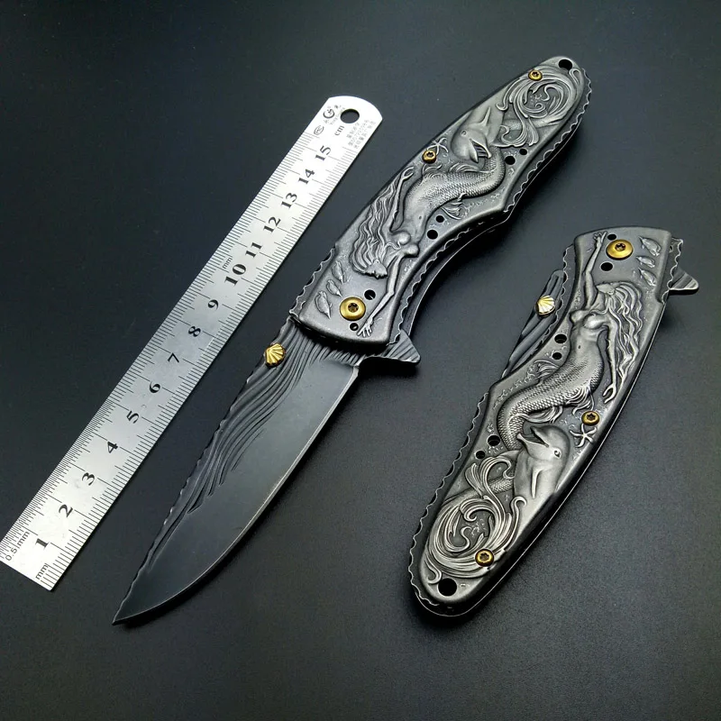 Дешево Stonewash тактический складной нож выживания кемпинг охотничьи ножи из нержавеющей стали Открытый карманный нож Русалка Brtithday подарок edc