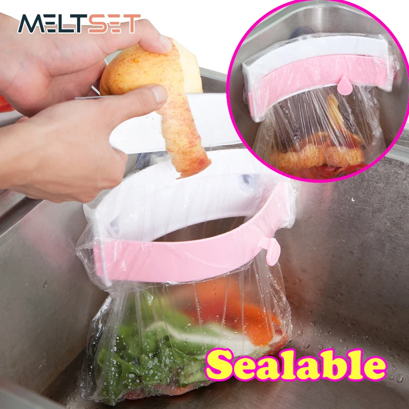 

Thickening Kitchen Sink Trash Rubbish Bag Holder With Strong Sucker Garbage Rack Storage Hanger Clip-on Hanging Trash Rack 1pc