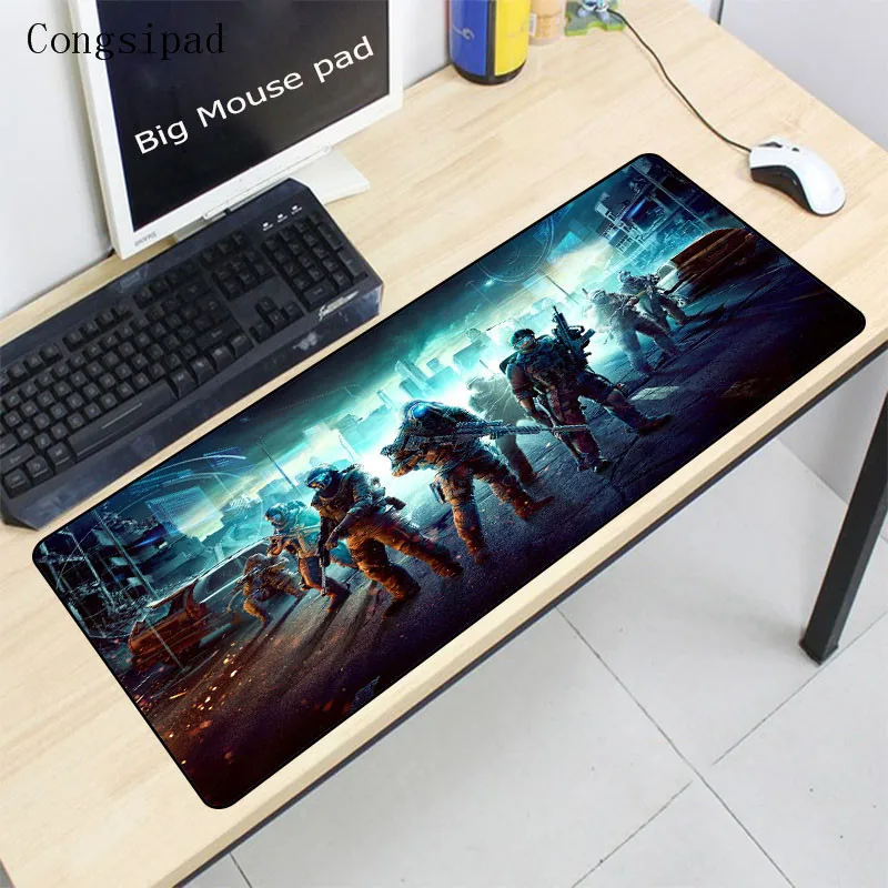 Congsipad City Soldiers Large Speed Rubber Mouse Pad Gamer Lock Edge Keyboard Mouse Mat Gaming Mousepad for CS GO LOL Dota Game