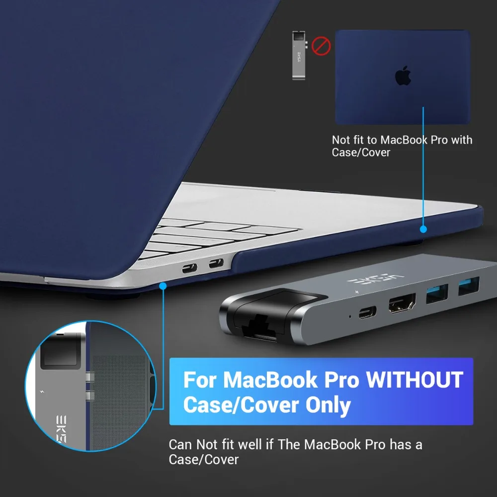 EKSA USB C концентратор для 4K HDMI Ethernet RJ45 Thunderbolt 3 USB 3,0 адаптер для MacBook Pro 13 15 type C концентратор 100 Вт питания