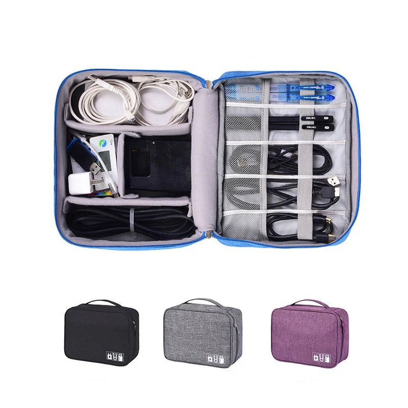  Travel Cable Bag Portable Digital USB Gadget Organizer Charger Wires Cosmetic Zipper Storage Pouch 