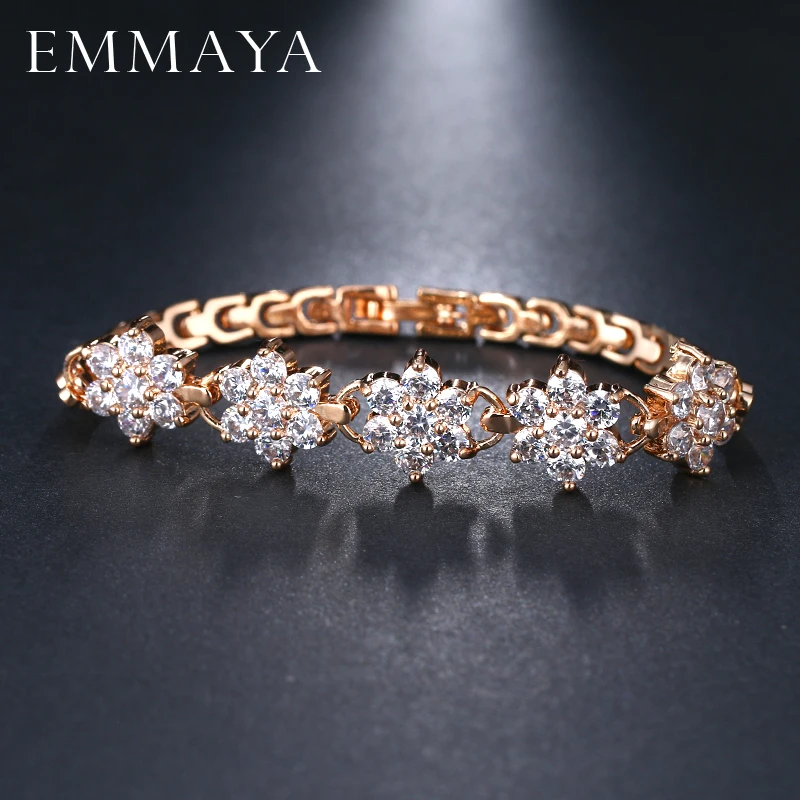 EMMAYA AAA CZ Ювелирные украшения цветок кубического циркония Роза золотистого цвета