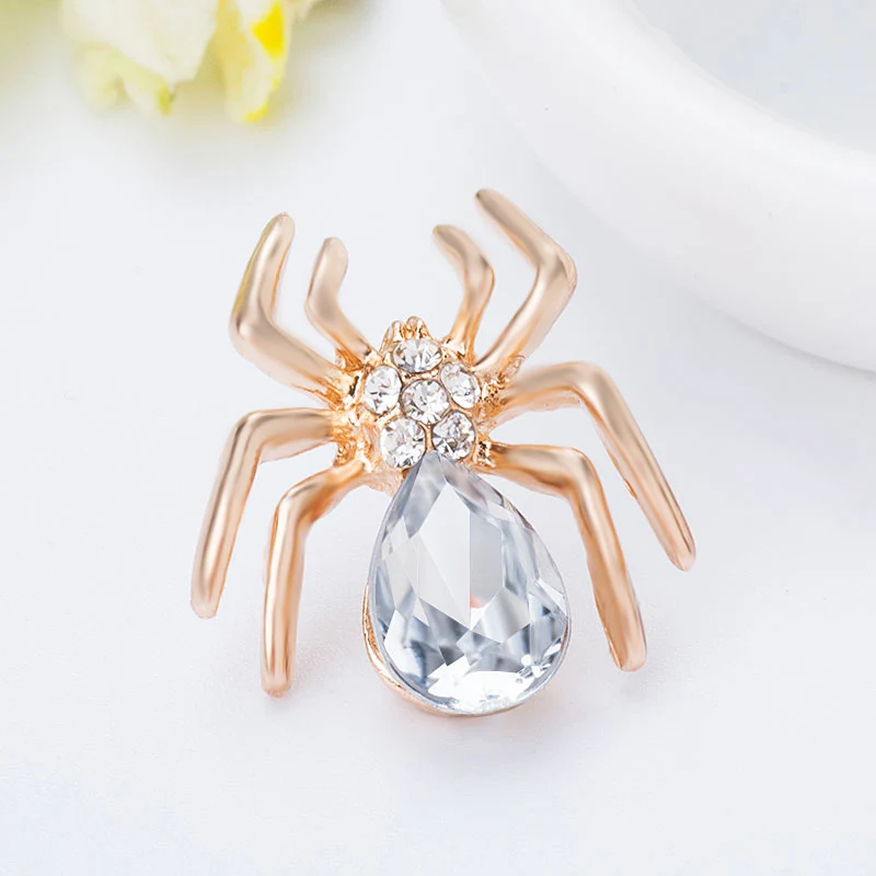 

SHUANGR New 2016 Gold Color Zircon Crystal Luxury CZ Spider Insect Brooches Wholesales Fashion Jewelry for women