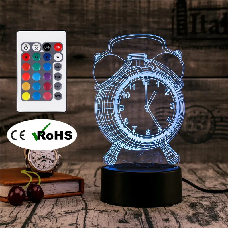 

3D Led Novety Lighting Creative Gift Night Light Table Lamp Bedside Clock Light Led Home Corridor Hotel Party Atmosphere Lights