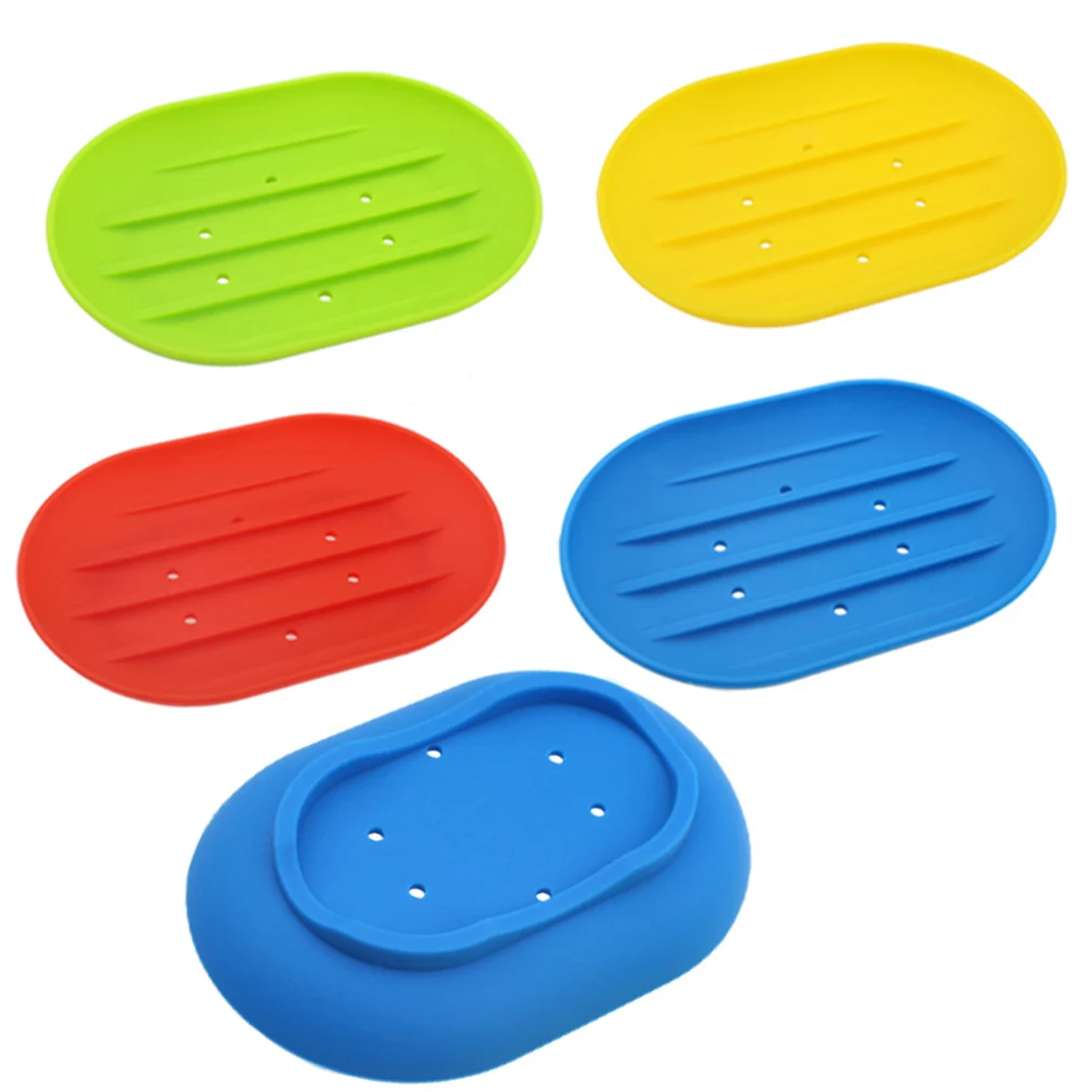 

Silicon Soap Dish Water Bathroom Silicone Soap Box Storage Holder Plate Drain JDH99