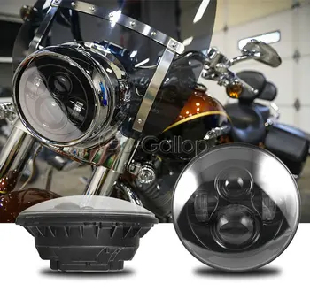 

7 Inch Motorcycle Black LED Projector Round Headlight Hi/Lo For Harley Road King Street Glide FLHX Touring / For Yamaha V-Star