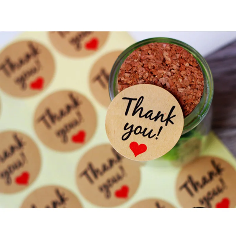 120pcs Labels Sealing Craft Stickers Wedding Favours Letters Thank You Card Gifts Brown Scrapbooking Stamping Sticker Papers