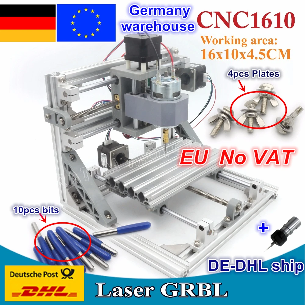 DE корабль 1610 GRBL управления DIY мини ЧПУ рабочая зона 160x100x45 мм 3 оси Pcb фрезерный станок, древесины маршрутизатор, v2.4