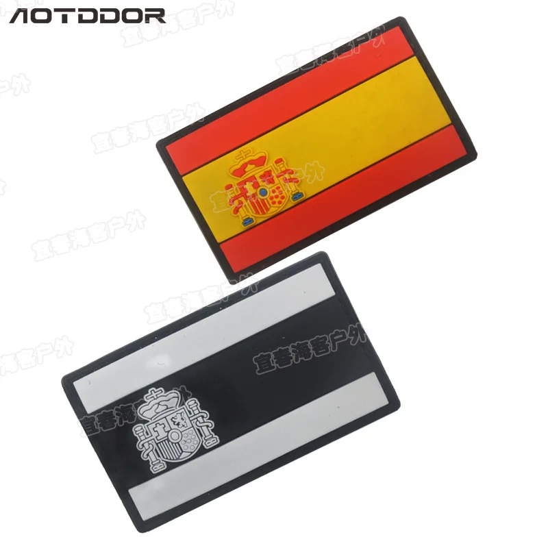 

Spain Flag Embroidered/PVC Patches Hook And Loop Embroidery Badge Cloth Military Moral Stripe Cloth Label Stickers rubber patch