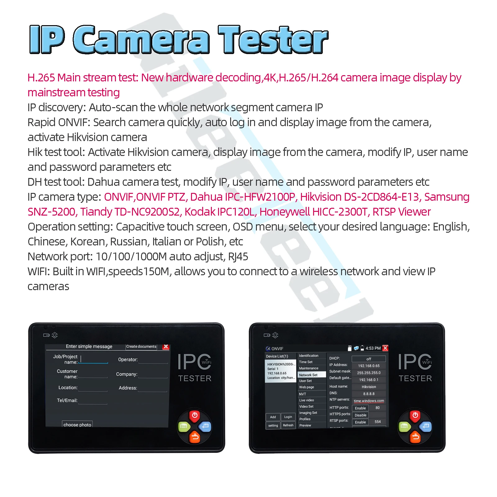 Tester para Dahua Teste da Câmera Monitor de 3.5 Além Disso Testador Polegada 4 k H.265 ip & Cvbs Câmera Ahd Tvi Cvi Hikvision Onvif Ipc1600ahd Ipc 5 Ipc1600ahd além disso ipc testador monitor de