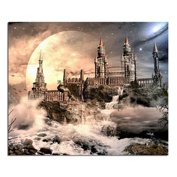 

Old castle 60x50cm New 100% Full Area Highlight Diamond Needlework Diy Diamond Painting Kit 3D Diamond Cross Stitch Embroidery