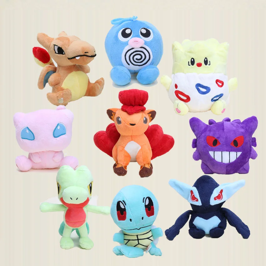 

9pcs/lot Pocket doll toys Treecko Vulpix Poliwag Mew Squirtle Gengar Togepi Shadow Lugia Charizard plush Toys Stuffed Dolls