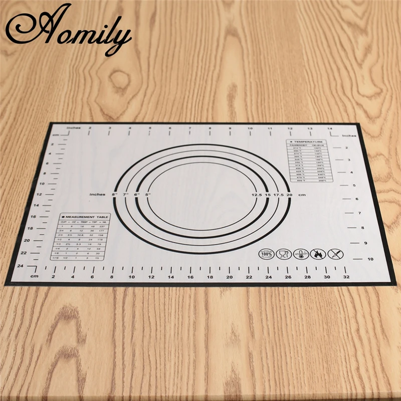 

Aomily 40*30cm Silicone Dough Mat Bakeware Pastry Oven Pasta Tool Baking Sheet Tray Liner Mat Cake Pad Non-stick with Scale