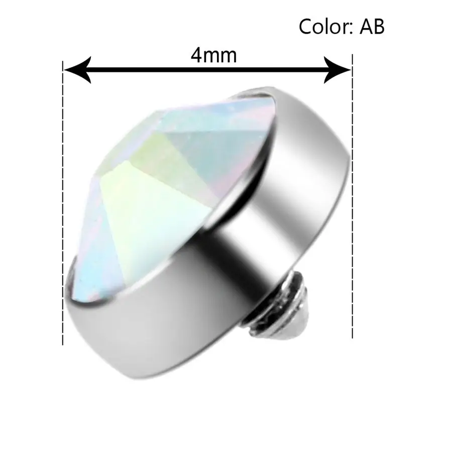 1 шт. титановый микро кожный пирсинг драгоценный камень Микро Кожный Якорь Кристалл верх кожа дайвер пирсинг скрытый в поверхности пирсинг ювелирные изделия 14 г - Окраска металла: AB Gem