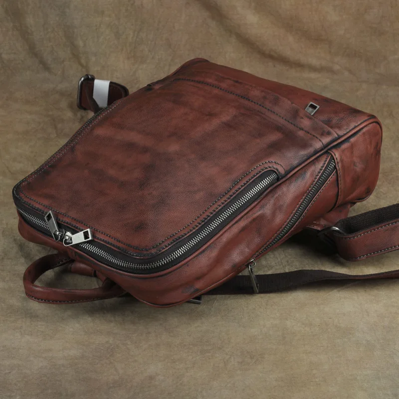 Nesitu высокое качество новая мода A4 коричневый красный Vagetable дубления натуральная кожа женские рюкзаки для девочек женские дорожные сумки M002