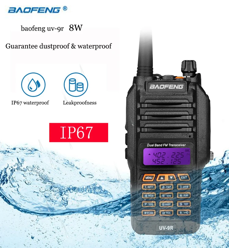 Реальный ip67 Водонепроницаемый vox ham Радио uv 9r baofeng высокий 8 Вт для 10 км cb