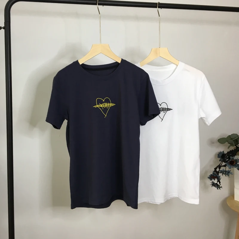 

2019 Summer t shirt women top cotton short sleeve shirt embroidery top