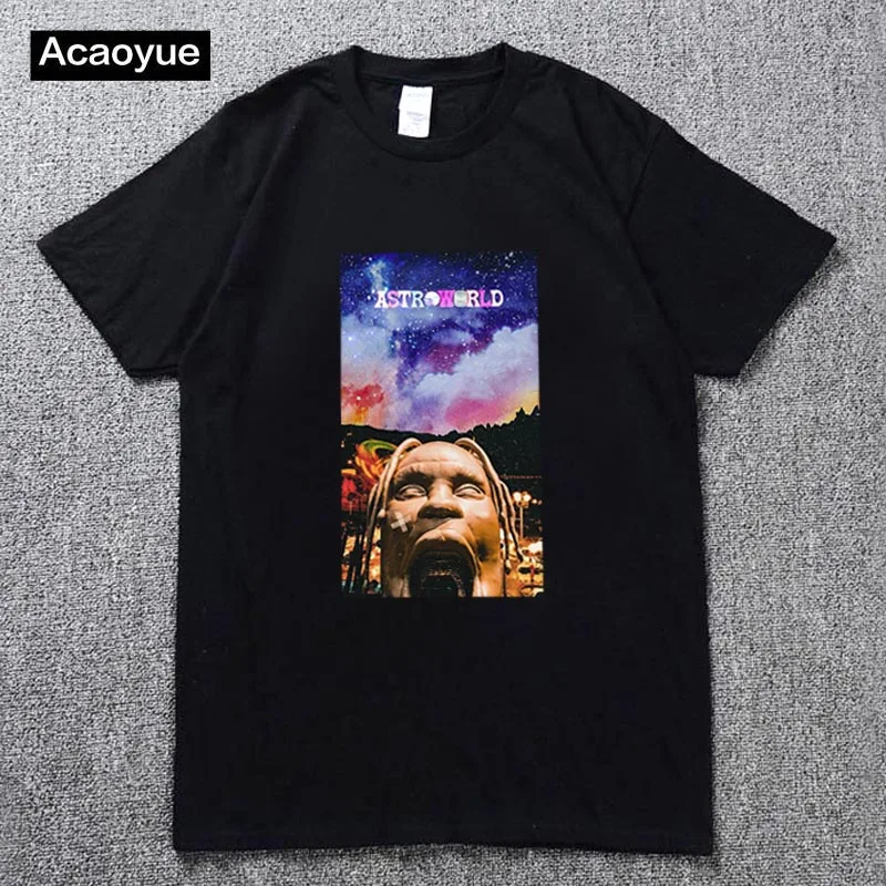 Продажа 2018 Трэвиса Скотта ASTROWORLD футболки Для мужчин Для женщин Повседневное крутые футболки с круглым вырезом летняя хлопковая Футболка Harajuku хип х...