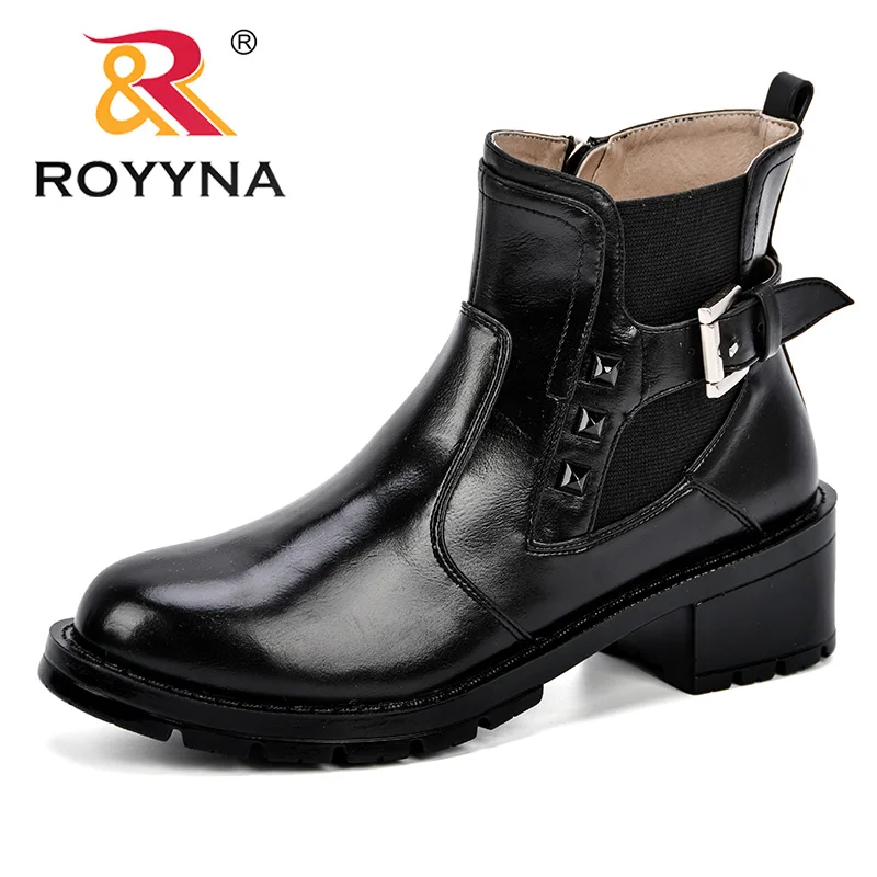 

ROYYNA Women Boots Microfiber Leather Ankle Boots Womens Motorcycle Boots Autumn Shoes Women Winter Comfortable Botas
