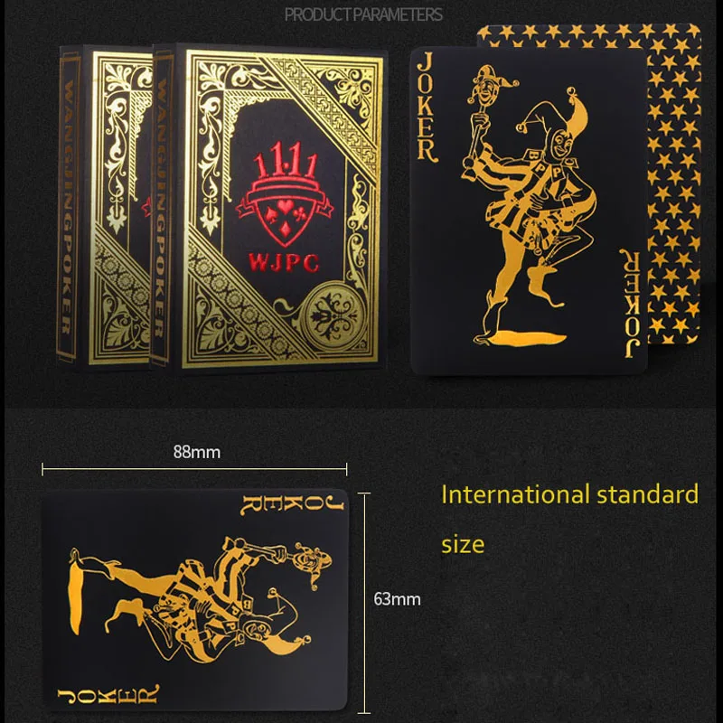 100% Plastic Cards Poker Gold Foil Plated Poker Black Playing Cards Waterproof PVC Magic Plastic Cards Baralho Deck Gambling 100% Plastic Cards Poker Gold Foil Plated Poker Black Playing Cards Waterproof PVC Magic Plastic Cards Baralho Deck Gambling