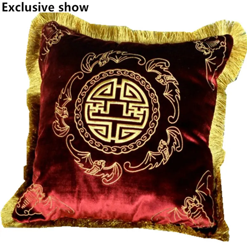 chinese style velvet embroidered gold tassel car cover sofa cushion decorative pillow cover 197 inch pillowcases free shipping - Gold Decorative Pillows chinese style velvet embroidered gold tassel car cover sofa cushion decorative pillow cover 197 inch pillowcases free shipping - Gold Decorative Pillows