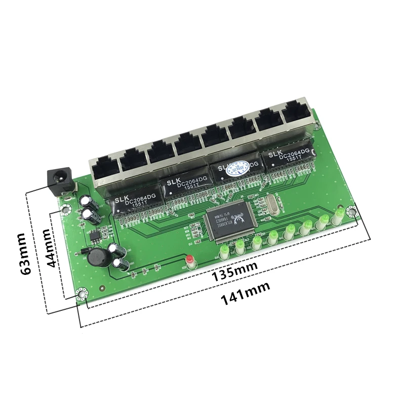 OEM Прямая с фабрики мини Быстрая зарядка 10/100 Мбит/с 8-портовый Ethernet сетевой переключатель концентратора доска двухслойная модель 2 rj45 1* 8pin головкой порт