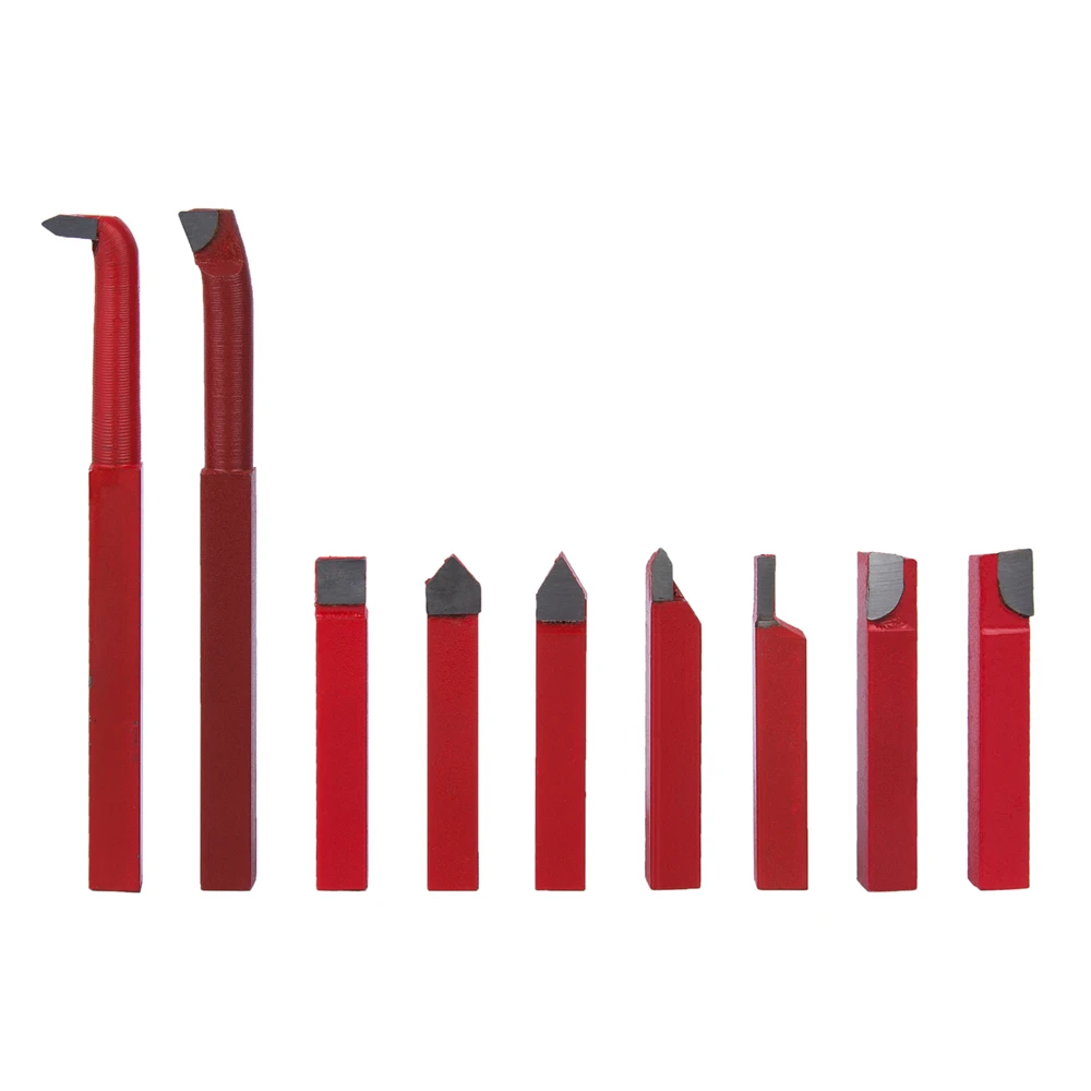 

9pcs 10 x 10mm YG8 Alloy Red Cutter Turning Tool Automatic Lathe Tool Set