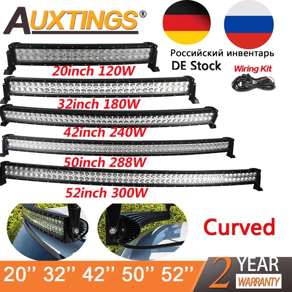 20/'/' 32/'/' 42/'/' 52/'/'inch 3D 7D Curved LED LIGHT BAR WORK LAMP 4WD BOAT OFFROAD EU