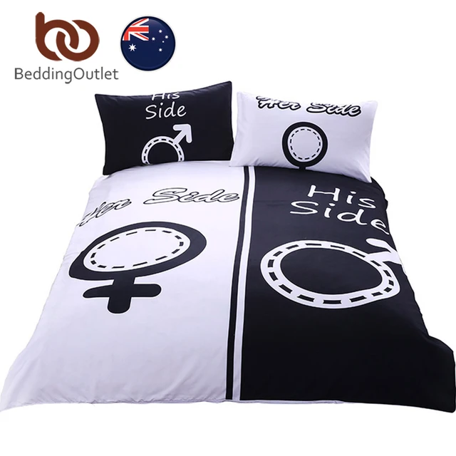beddingoutlet his her side bedding set black bedspread printed