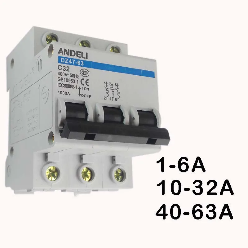 

1A-63A 3P circuit breaker for 400V overload protect switch