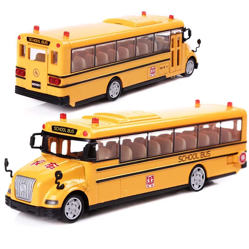 

1:50 Alloy School Bus Model Toy Cars Vehicle Doors Openable Sound Light Diecast Car Toys For Children Kids
