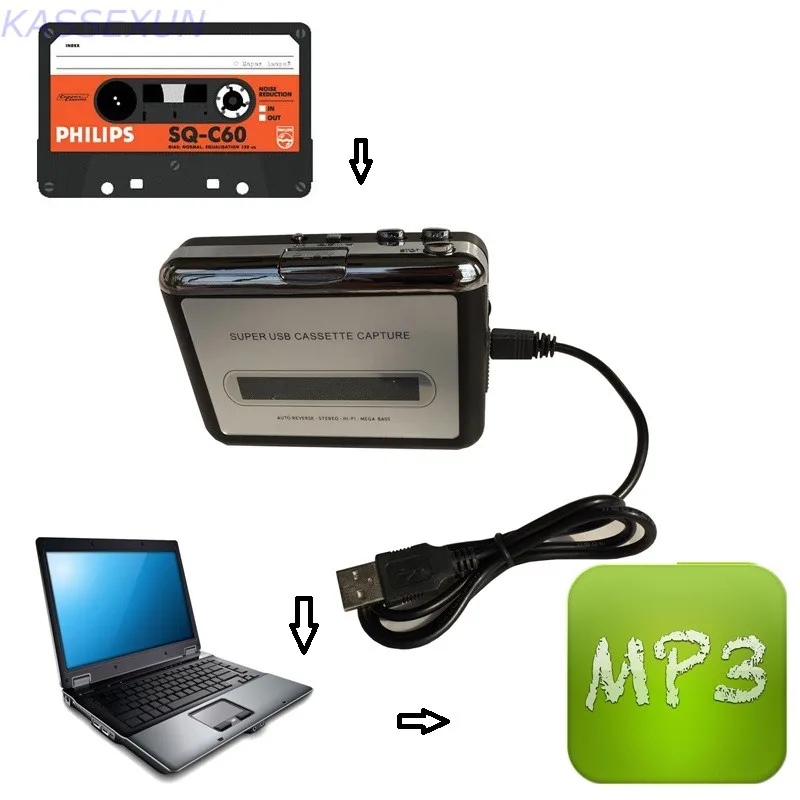 Cassette capture card walkman cassette player convert tape to MP3 through PC cassette player music digitizer player
