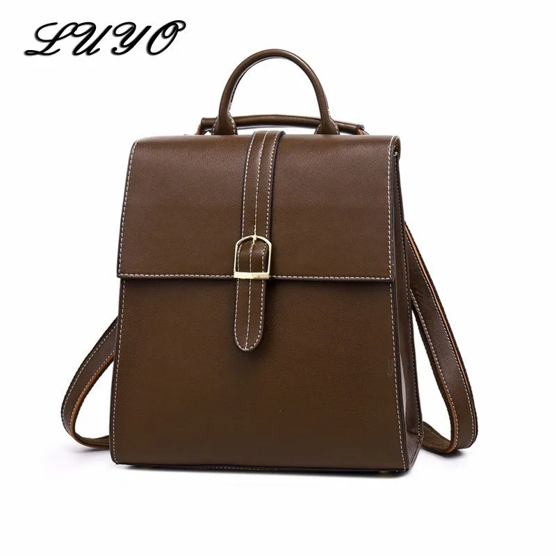 

2018 New Genuine Leather Fashion Bag Backpack Schoolbag Women School Bags For Teenagers Teenage Girls Plecak Rugzak Sac A Dos