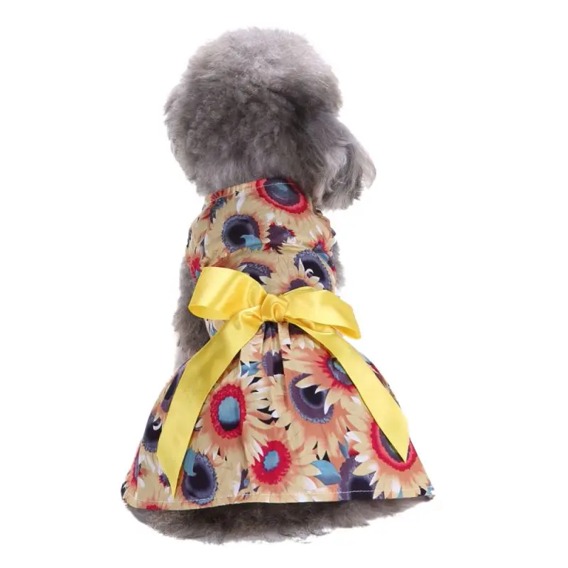 

Elegant Floral Ribbon Pet Dog Dress Shirt Vest Sundress Wedding Party Clothes Apparel