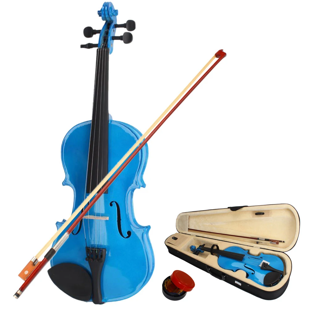 

New 4/4 Acoustic Violin with Storage Case Bow Rosin Dark Blue Violin Kit for Learners Beginners Professional Violin - US Stock