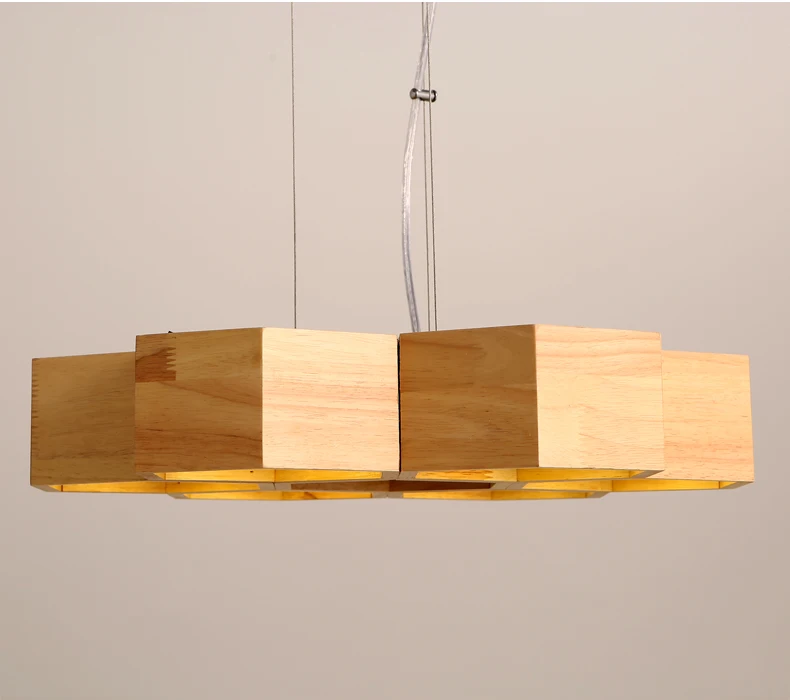 Iwhd madera LED colgante luces creativo moderno 6 cabezas calabaza colgante Estilo nórdico moda iluminación salón lampen