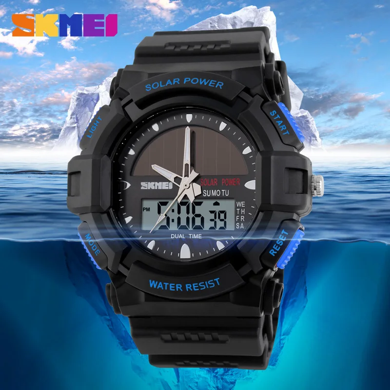 

SKMEI Brand Solar Energy Watch Fashion Men Sports Watches Digital Quartz Multifunctional Outdoor Military Wristwatches 1050