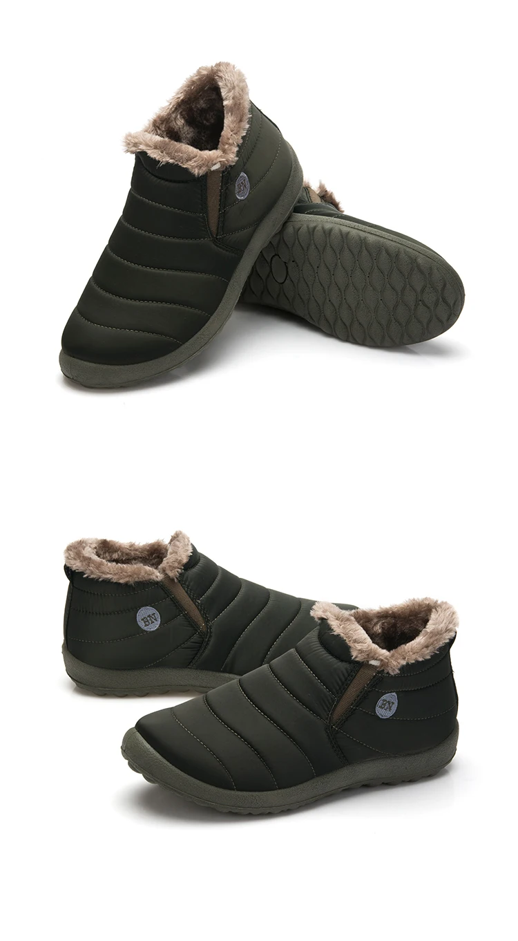 Новая модная мужская зимняя обувь, однотонные зимние сапоги, плюшевые Нескользящие теплые непромокаемые лыжные ботинки, Размеры 35-48