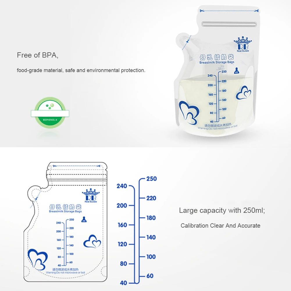 30 шт 250 мл контейнер для заморозки молока сумки молоком матери контейнер для детского питания хранение грудного молока сумка BPA бесплатно